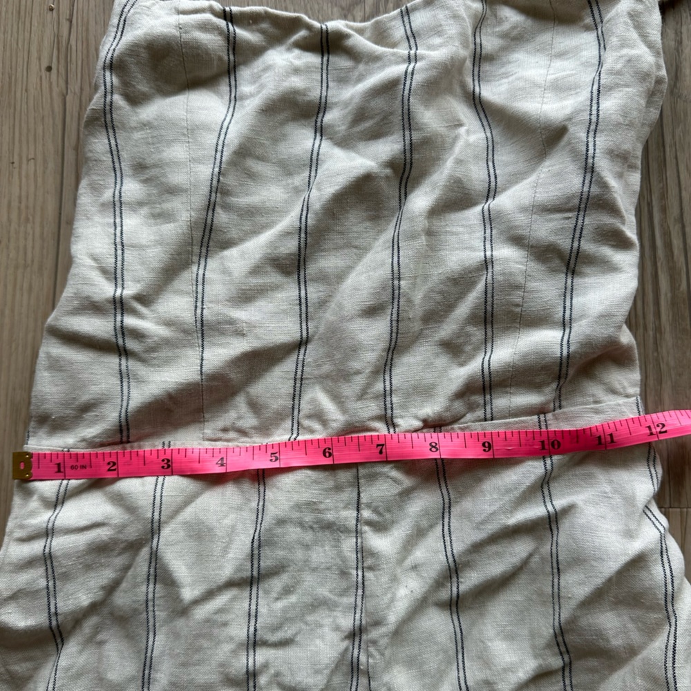 Reformation 100% Linen Elm Jager Jumpsuit size 8 striped blue jumpsuit open back - Picture 11 of 11